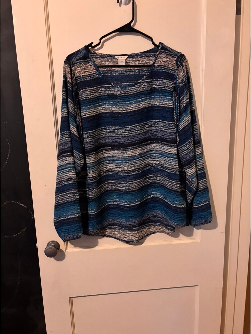 Ariat Long Sleeve Blue Striped Top Top Size L